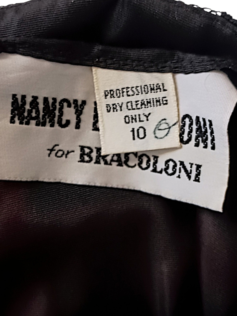 Vintage Nancy Bracoloni‎ Lace Dress Sz 10 Black Midi Applique LBD Cocktail Party - Picture 12 of 16